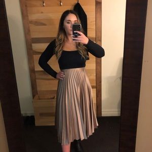 Zara Champagne twirl midi/maxi skirt